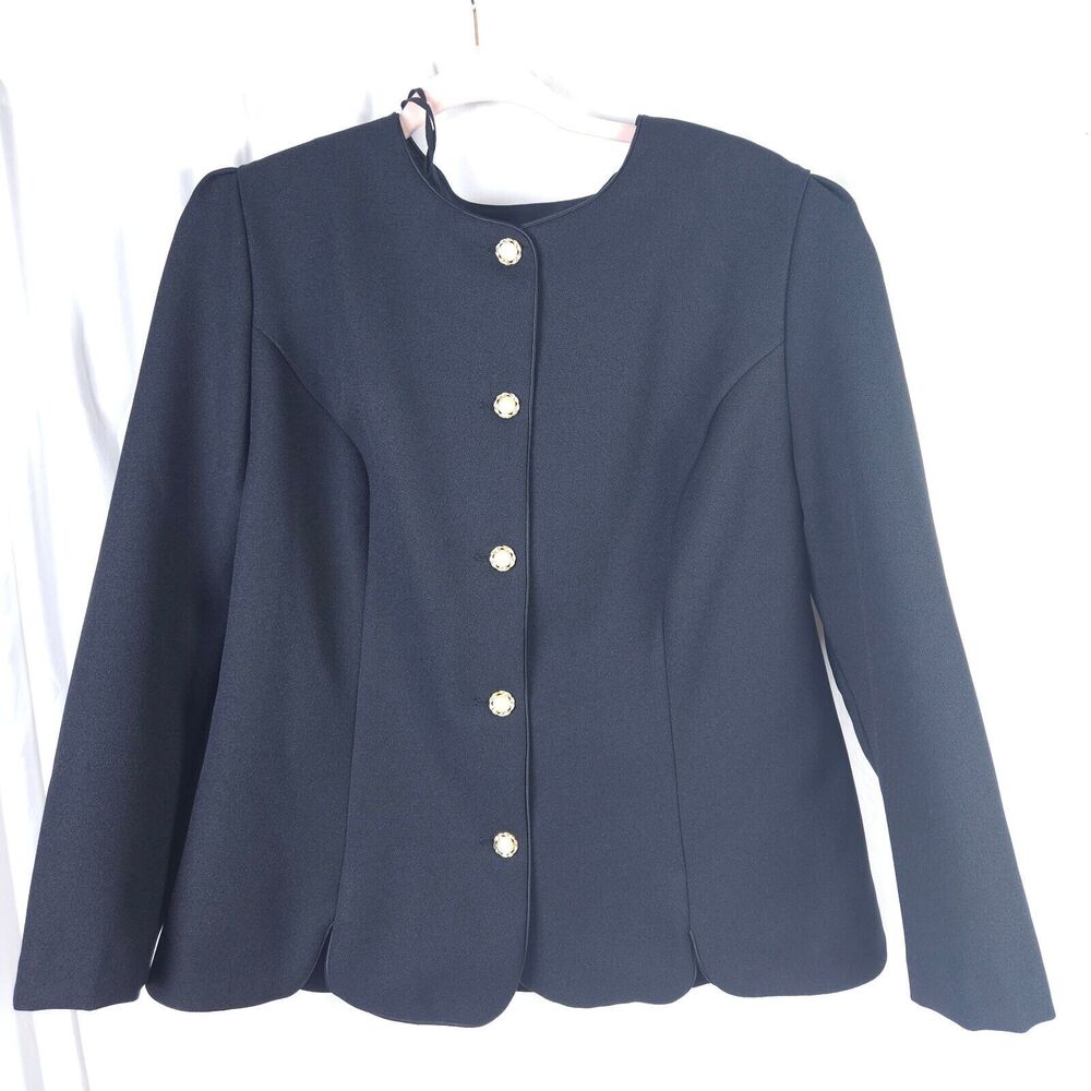 Vintage Breli Originals Black 100% Polyester Blazer USA Made Women's 14‎